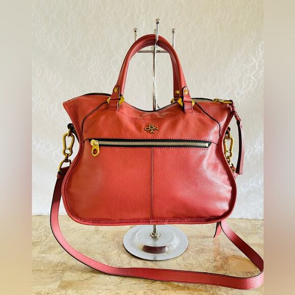 orYANY Mauve pebbled leather satchel zipped shoulder bag - Picture 1 of 8